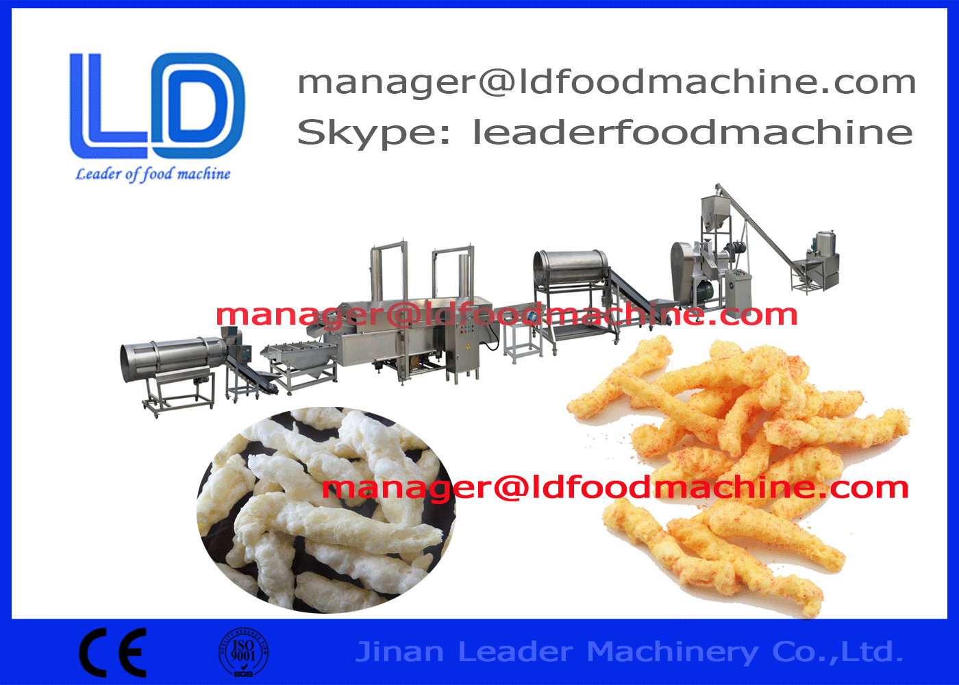 Cheetos/Niknak/기계, 스테인리스 Cheetos 기계 125kg/h 230kg/h를 만드는 Kurkure